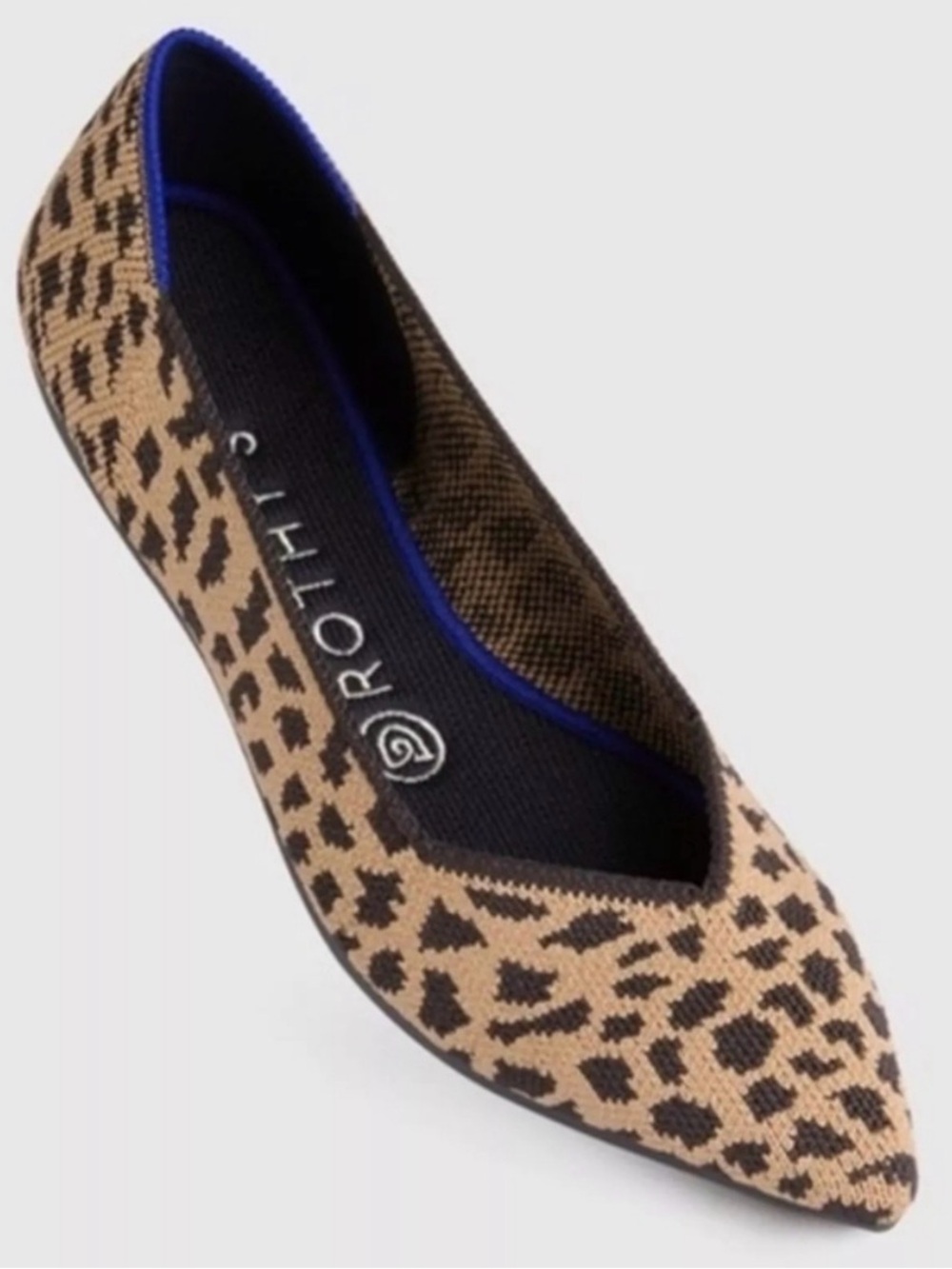 Rothy's Leopard-Print Pointed Toe Flat in Brown and Black - LIKE NEW